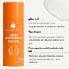 Orange Claress cream bottle with product description text on a white background