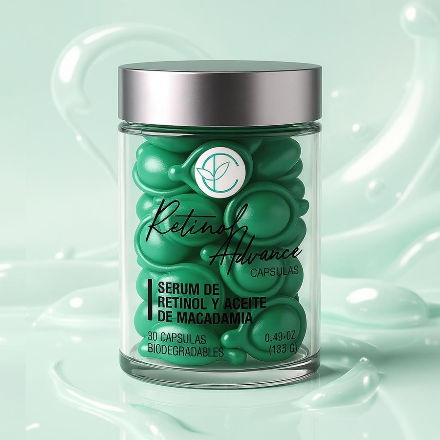 Retinol Advance Cápsulas: Serum de Retinol y Aceite de Macadamia contra Marcas, Arrugas y Acné
